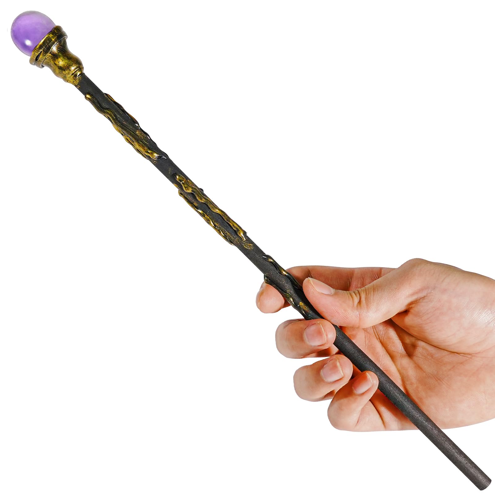 Photo 1 of Rich Boxer Magic Wand for Kids with Purple Crystal Gemstone Wooden Wand Fairy Witches Wizards Wands Cosplay Costume Party Accessories Birthday Halloween Toys Decor Gift