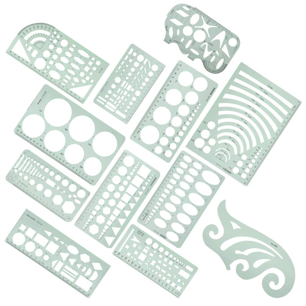 12pcs Architecture Drawing Templates Measuring Plastic Templates Circle Template Geometric Drawing Templates