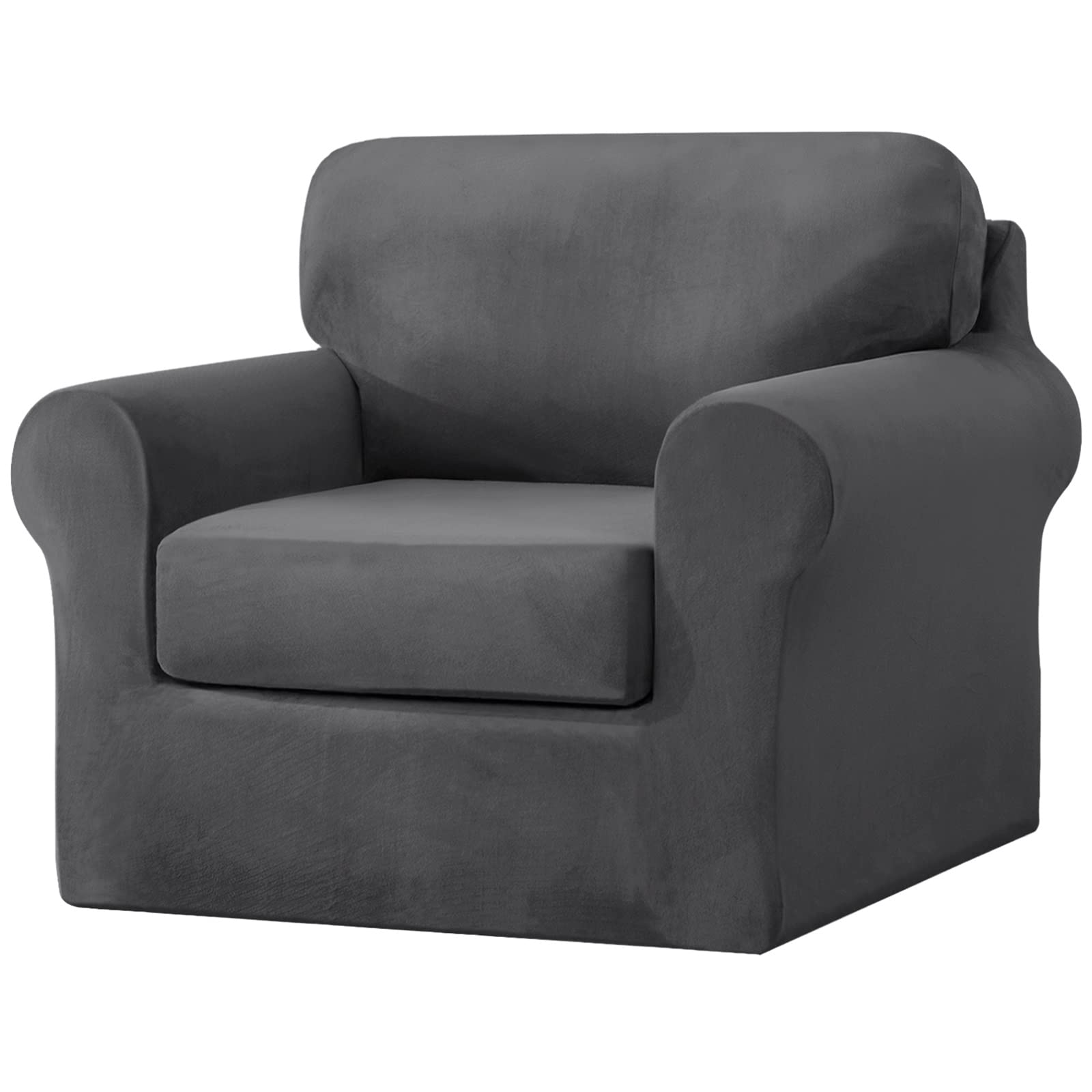 MINGPINHUIUS Armchair Covers 1 Seater 3 Piece Set - Super Soft Thick Stretch Velvet Sofa Slipcovers Armchair Cover with Separate 1 Backrest Cover and 1 Seat Cushion Cover for Living Room