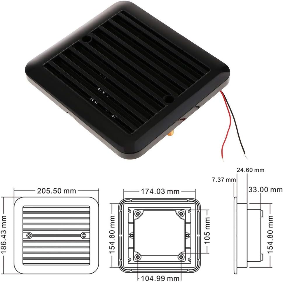 MASO 12V Side Exhaust Port Air Fan One-Way Ventilation Fans Dust-proof Strong Wind Cooling Fan for Car RV Caravan Van(Black) - Image 3