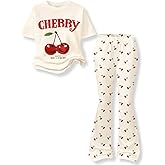 Klyatpxoen Size 6-12 Years Tween Girls Clothes 2PCS Sets Crop Tops & Flare Pants with Letter Print Summer Outfits