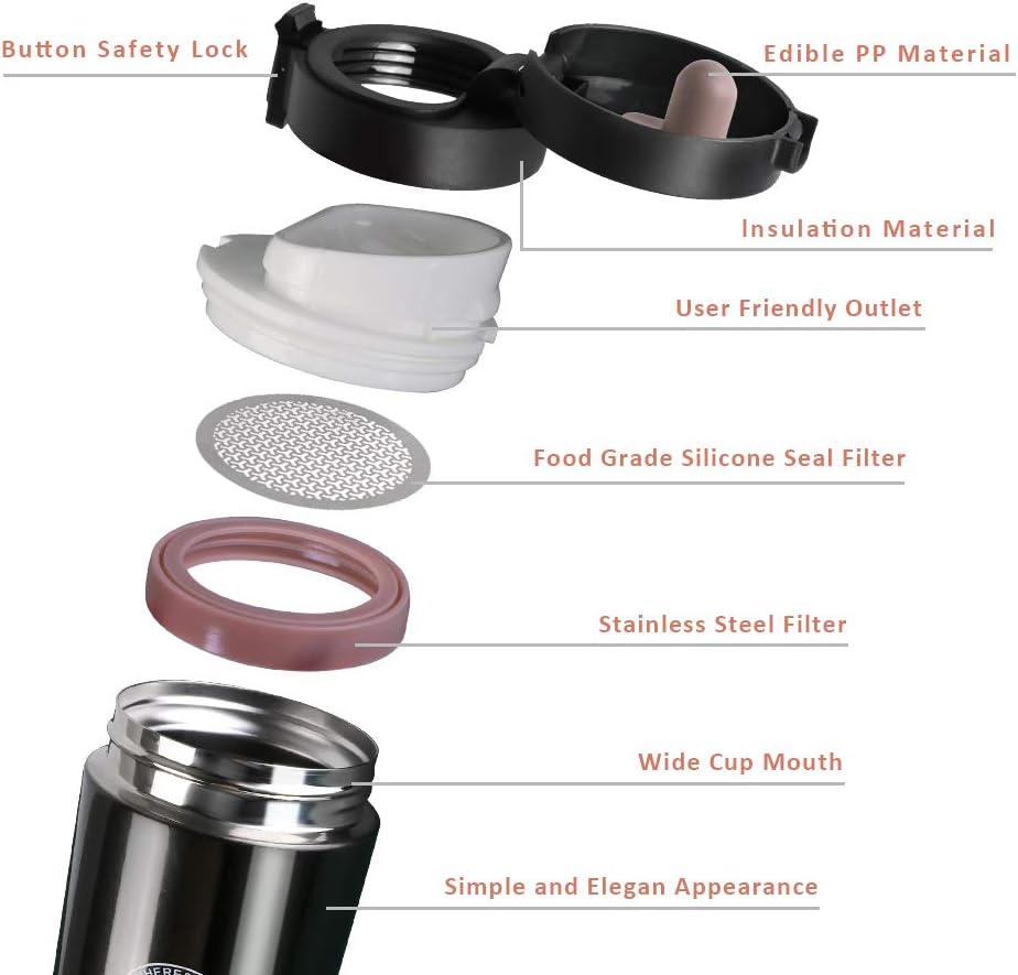 flintronic Insulated Coffee Cup, 360ml Leakproof Travel Mug, Stainless Steel Vacuum Coffee Flask - Image 4