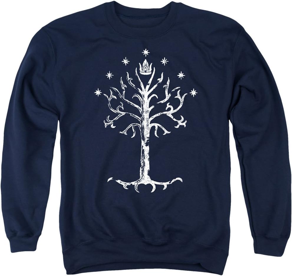 The Lord of The Rings Movie Tree of Gondor Adult Crewneck Sweatshirt, Navy, Medium