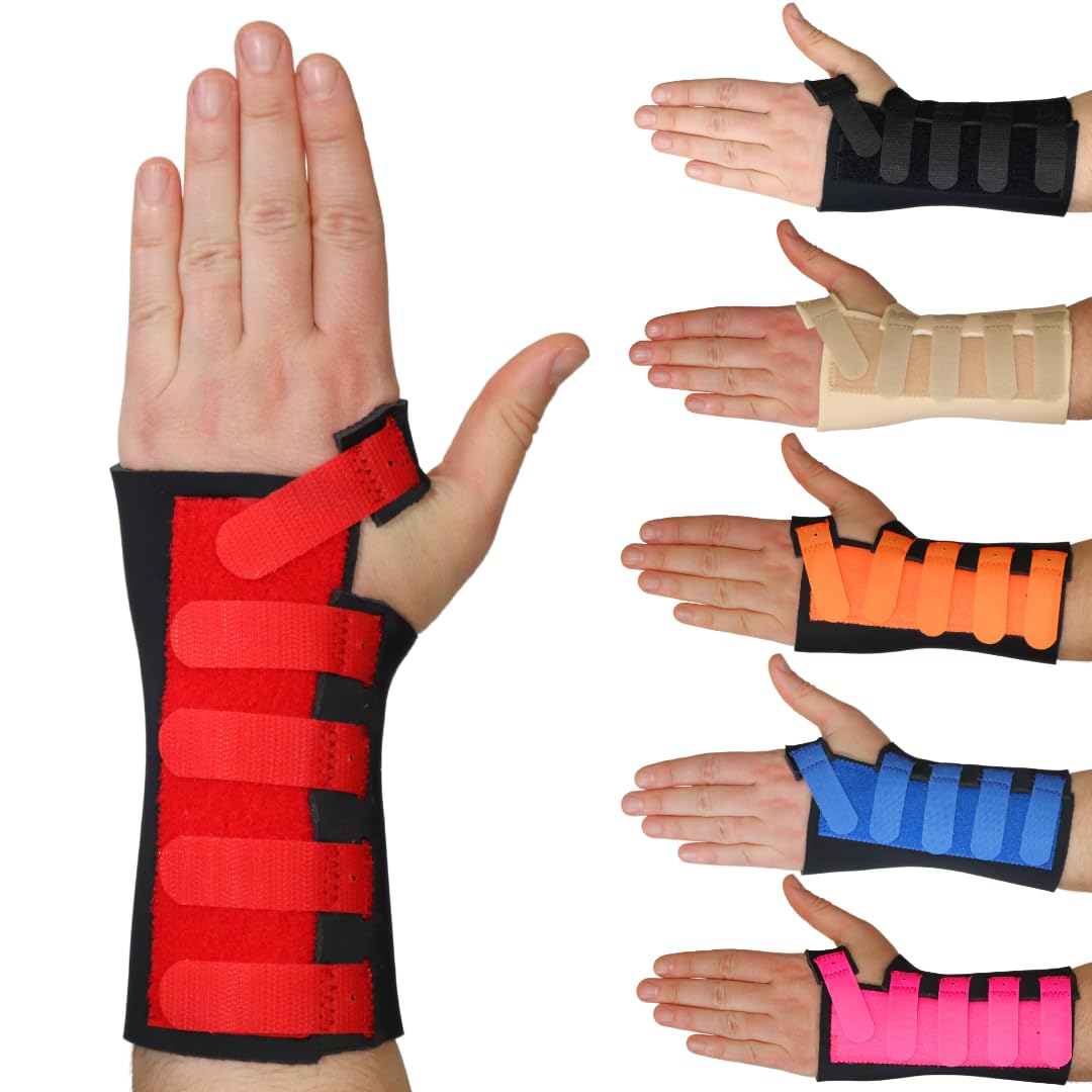 Solace Bracing Cool-Flow Max Wrist Support (6 Colours) - #1 British Made & NHS Supplied Advanced Wrist Brace Splint for Carpal Tunnel, Arthritis, Tendonitis, RSI, Fractures & More - Red, L, Left