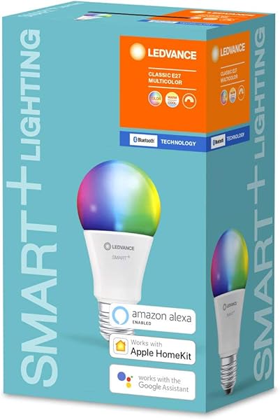 LEDVANCE Lmpara Smart LED Bluetooth E27 color de luz variable 2700 6500K colores RGB cambiables sustituye lmparas incandescentes 60Wcontrolable con GoogleAlexa y AppleSMART BT MULTICOLOUR