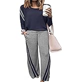 Chulianyouhuo Womens Plus Size 2 Piece Outfits Tracksuit 2025 Fall Lounge Set Wide Leg Pants Long Sleeve Tops Sweatsuit