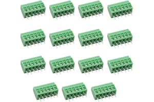 Augiimor 15PCS G/KF128 6 Pin 2.54mm Pitch PCB Screw Terminal Block Connector 150V 6A PCB Mount Screw Terminal Block Connector (Green)