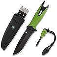 CHI SHANG Fixed blade hunting knife-Stainless Steel Blade,Fixed blade knife with sheath, Fire Starter, Sharpener, Whistle and Compass,Survival Tactical Knife for Hunting,Fishing,Camping and Bushcraft