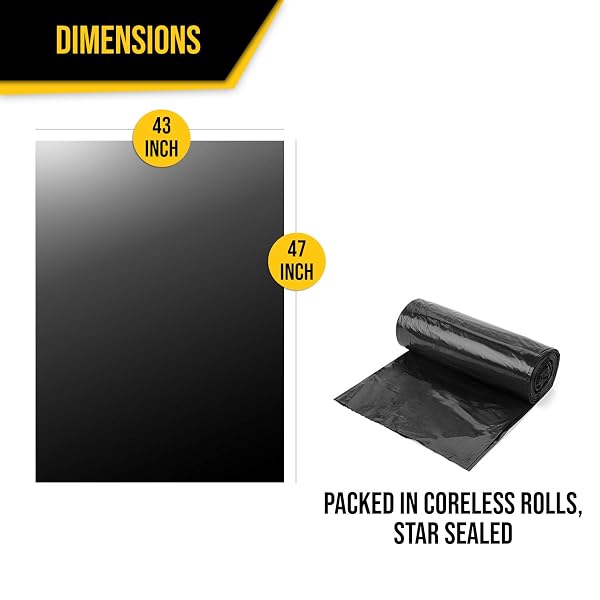 ALUF PLASTICS 56 GALLON 1.5 MIL (EQ) BLACK HEAVY DUTY TRASH BAGS – 43″ X 47″ – PACK OF 100 – FOR CONSTRUCTION, INDUSTRIAL, OUTDOOR, & COMMERCIAL