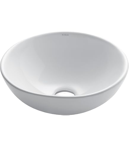 KRAUS Elavo Ceramic Vessel Sink & Arlo Faucet Combo – 14-inch Round White, Chrome, Pop-Up Drain Included - View #7
