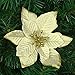 12Pcs 5 Inch Glitter Artificial Poinsettia Flowers with Ties for Wedding Christmas Festival Holiday Decor Xmas Wreath Garland Ornament Gold
