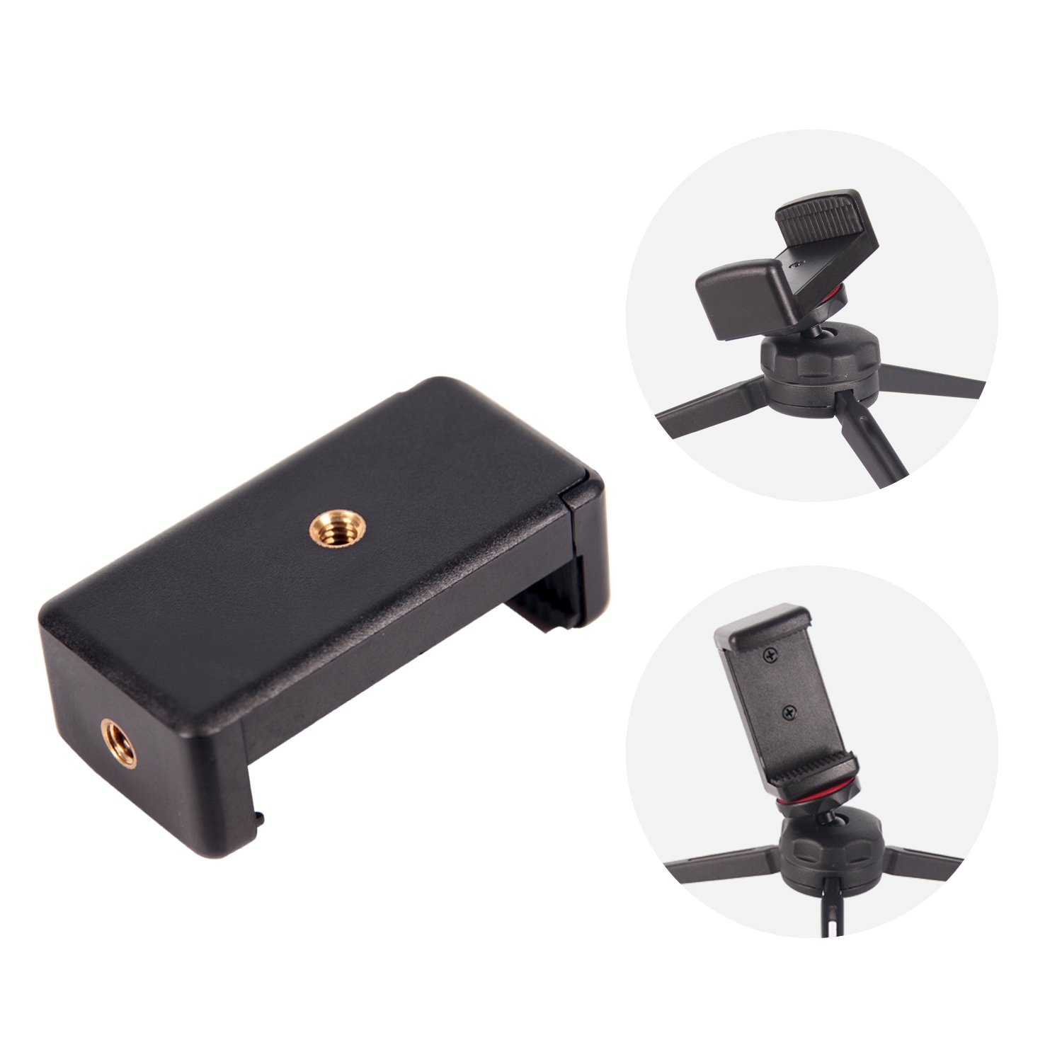 POLAM-FOTO Smartphone Tripod Adapter, Phone Tripod Mount for iPhone, Samsung, and others Smart phones, Phone Holder for Selfie Stick, Desktop Tripod, Monopod