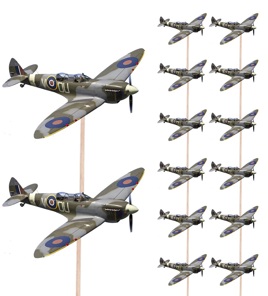 AK Giftshop Spitfire Aircraft Army Military Food & Cupcake Picks Toppers Party Decorations pack of 14)