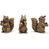 iStatue Set of 3 Resin Squirrel Figurines, Hand-Painted Woodland Animal Decor, Nature-Inspired Tabletop Statues for Home, Garden, Shelf &amp; Gift for Women Mom Dad Girl Boy (Small)