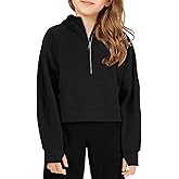 Doshoop Girls Half Ziper Collar Cropped Hoodies Long Sleeve Fleece Zip Up Pullover Sweatshirts