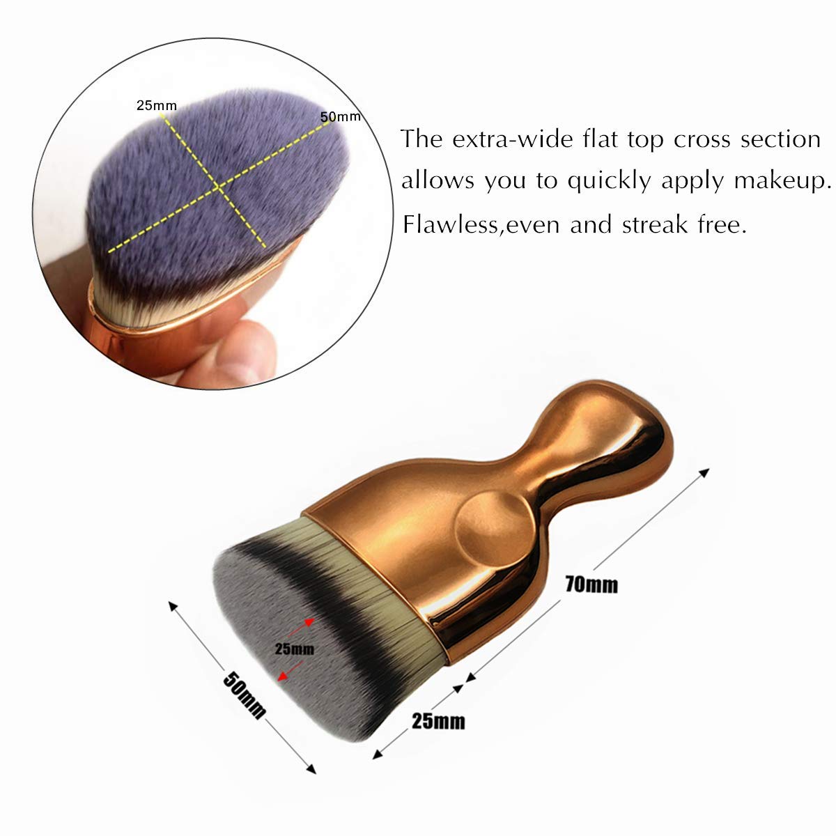 Angled Flat Foundation Brush High Density Face Body Kabuki Makeup Brush for Liquid Foundation Powder Cream Contour Buffing Stippling Blending: Beauty
