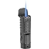 XIKAR Tactical Single-Jet Lighter, Gunmetal - Powerful Flame, Rugged Design with Rest Feature, Pocket Clip, EZ-View Fuel Window, and Adjustable Flame Height - Ideal for Outdoor Use