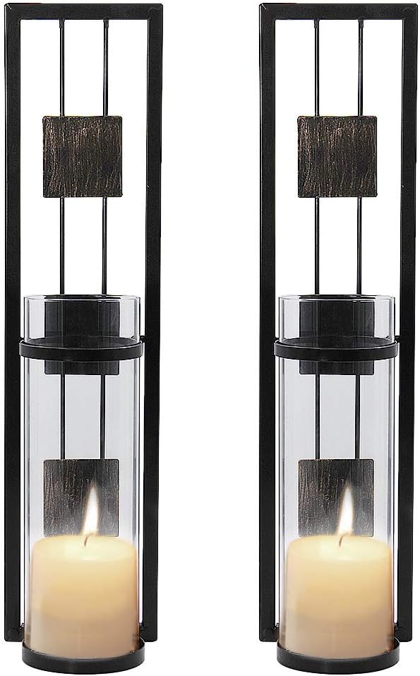 Shelving Solution Wall Sconce Candle Holder Metal Wall Decorations for Living Room, Bathroom, Dining Room, Set of 2: Home & Kitchen