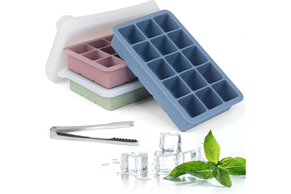 2024 Newest Ice Cube Tray with Lid, 3 Packs 45 Cubes, Silicone Ice Cube Trays Large Reusable and BPA Free for Whiskey, Cockta