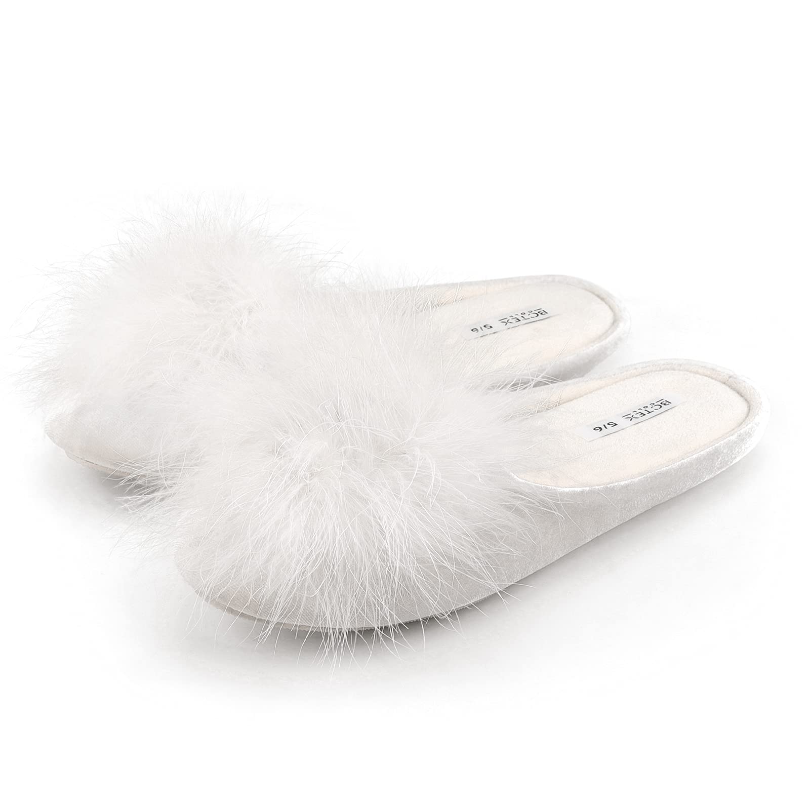 Photo 1 of *MINOR DAMAGE - USED*
BCTEX COLL Women's Cozy Velvet Memory Foam House Slipper,Ladies Fuzzy Bedroom Slipper Non-slip Sole (9-10, White, numeric_9)