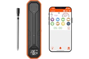 DEWJOM Wireless Meat Thermometer – Digital Cooking Thermometer with Wireless Probe – 500Ft Remote Range Food Thermometer – with iOS & Android Read App -Preprogrammed Temperatures for BBQ, Oven, Grill