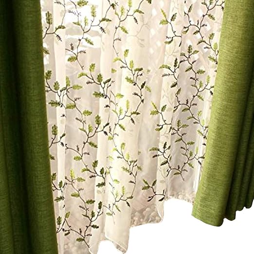 Amazon Com Fadfay Floral Embroidered Semi Sheer Curtains