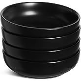 LE TAUCI Pasta Bowls 45 oz, Salad Bowls Set for Serving Soup, Pasta, Noodle, Dinner, Large Kitchen Bowl Plates, Microwave Safe - 8.5 Inch, Set of 4, Matte Black