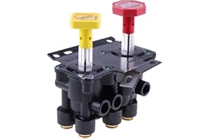WQSING Dual Manifold Dash Valve KN20619 for Haldex RKN20619 3/8″ Push to Connect 1/4″ Unthreaded Mount Hole Trailer Parking Style B Hand Operated Valve Compatible with Volvo 20560009 85123221 20523171