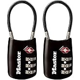 Master Lock Padlock, Set Your Own Combination TSA Locks for Luggage, Travel Zipper Lock with Cable Shackle is 1-3/16 in. Wide