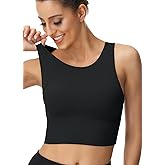 High Neck Sports Bra for Women Longline Full Coverage Sports Bras Medium Impact Padded Workout Crop Tops for Yoga Gym