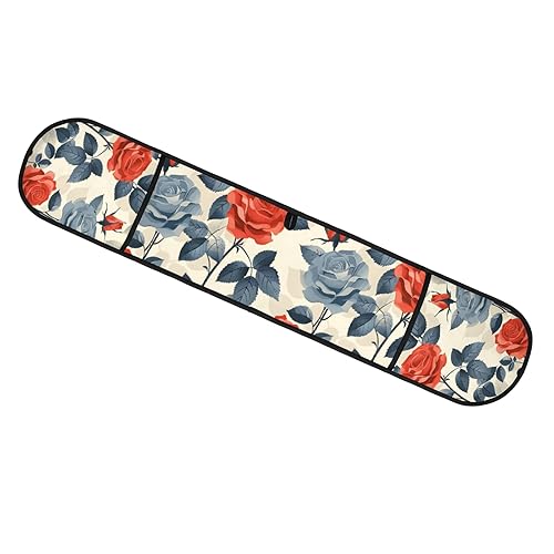 Vintage Flower Double Oven Mitt Heat Resistant Potholder Double Oven Glove with Loop for Cooking Grilling Microwave Handling Hot Pans (Maximum Tolerable Temperature is 220°C)