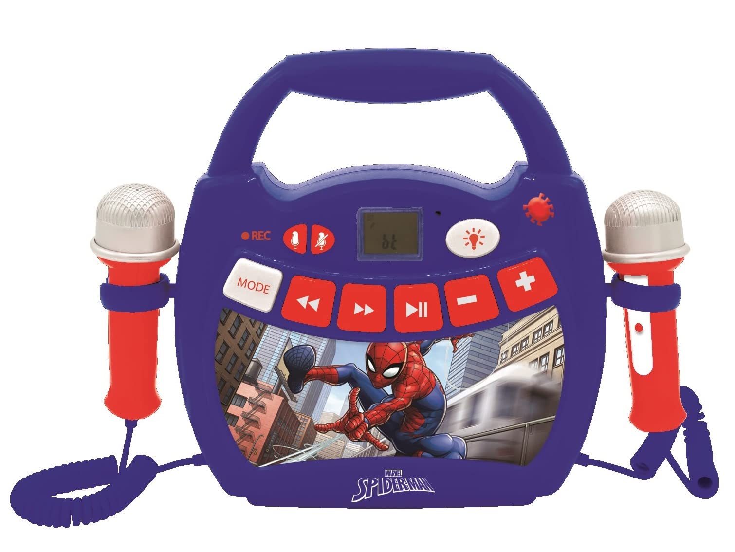 Lexibook MP300SPZ Spider-Man Spiderman My First Karaoke Music Player for Children with 2 Toy Microphones, Bluetooth, USB, Recording Function, Voice Effect, Marvel, Blue/Red — image 1