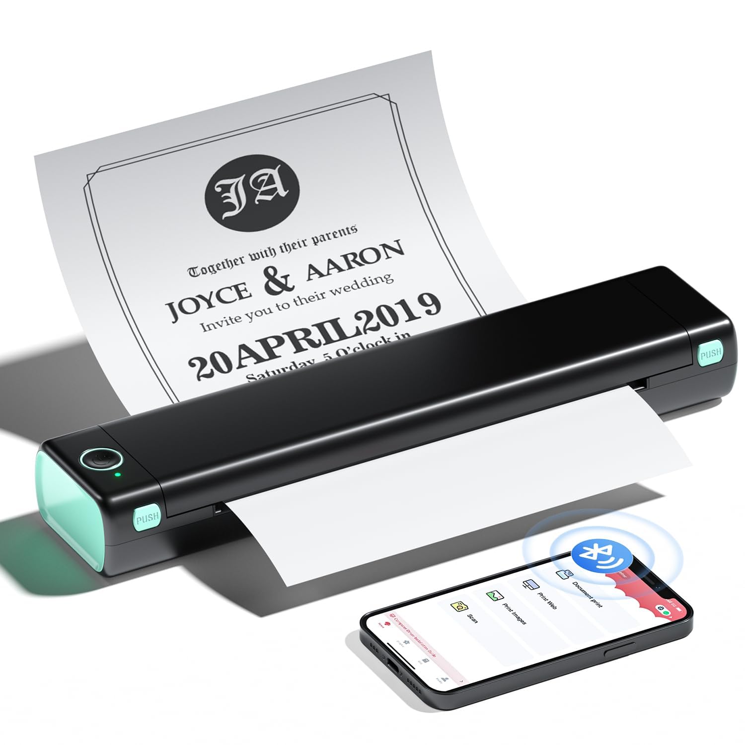 Phomemo M08F Portable Thermal Printer - Wireless A4 Mobile Printers for Home Use Office Vehicles Car Tattoo Stencils, Bluetooth Inkless Printer Compatible with Phone & Laptop