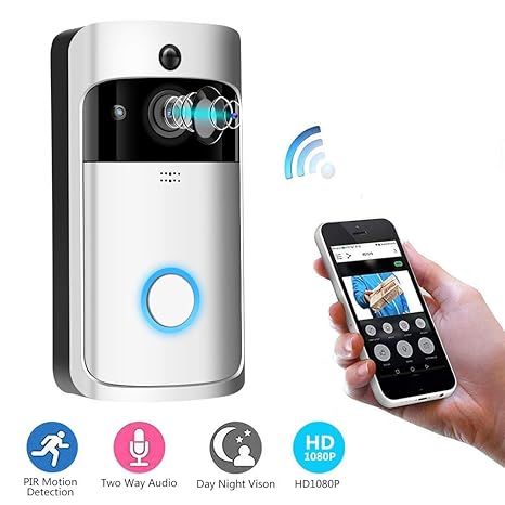 Video Türklingel, 1080p HD 166 Grad Weitwinkel Wireless Anti-Theft Kamera WLAN IR Nachtsicht, PIR Bewegungserkennung, 2D / 3D