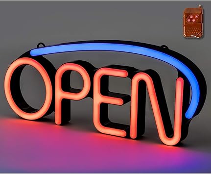letrero led de neon abierto para negocios senal de luz de alta calidad abierta con 2 modos intermitentes velocidad ajustable y mando a