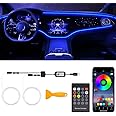 Interior Car LED Strip Lights with Wireless APP & Remote Control, RGB 2 in 1 Car Ambient Lighting Kit with 158 Inches Fiber Optic, Inside Neon Dash Strip with Music Mode