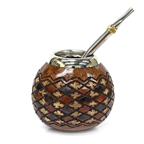 Tealyra – hecho a mano tallado calabaza de y acero inoxidable de yerba mate bombilla paja