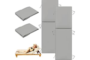 Iheqard Outdoor Chaise Lounge Cushions Covers for Patio (Not Includes Cushion), Waterproof Chair Cushions Replacement Covers, Seat FurnitureCushions Slipcovers (Gray, 72"x 22"x 3"-2Pcs)
