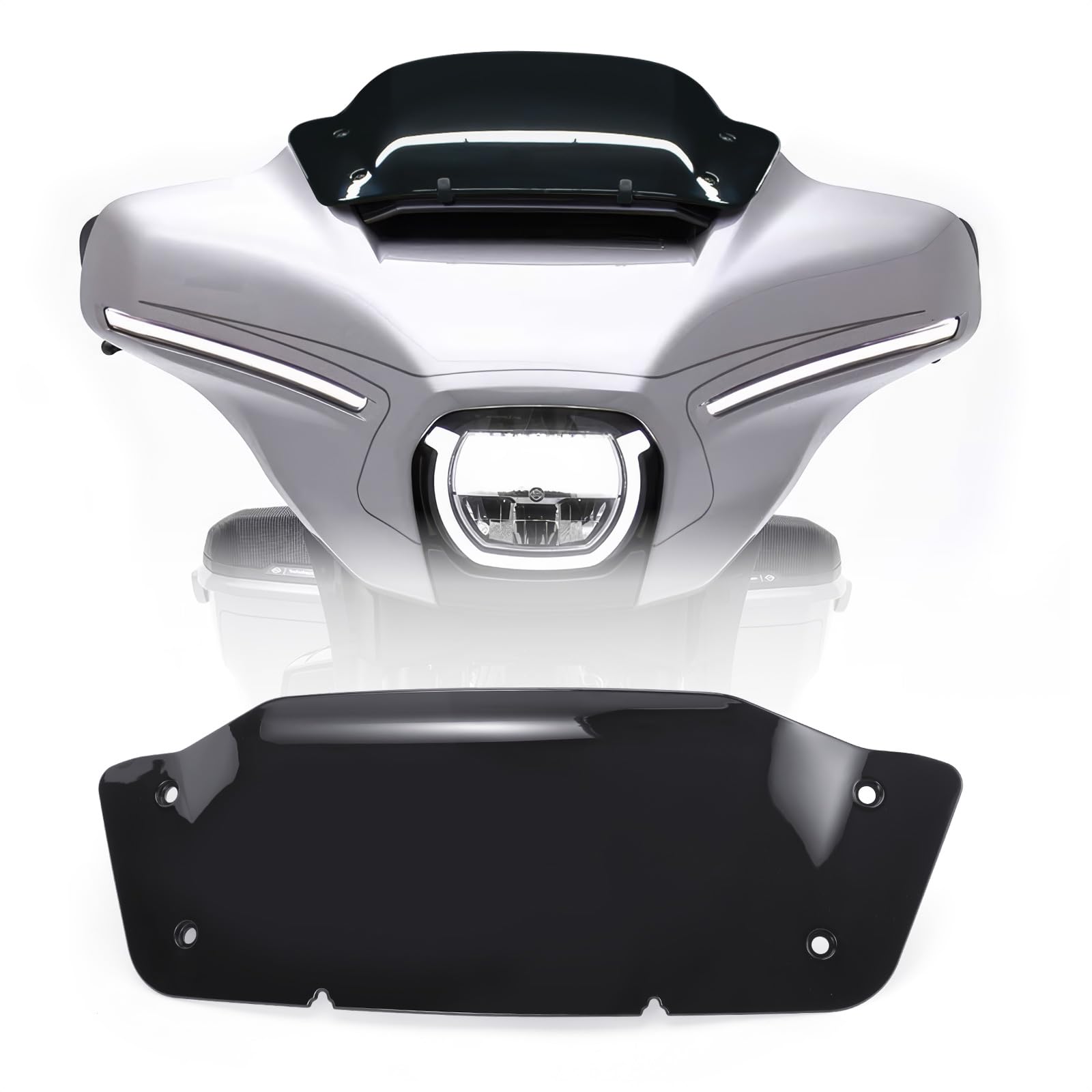 Photo 1 of 7" Wave Windshield Windscreen Wind Splitter fits for Harley Touring Street Glide FLHX 2023-2024, CVO Street Glide FLHXSE 2023-2024 (Black)