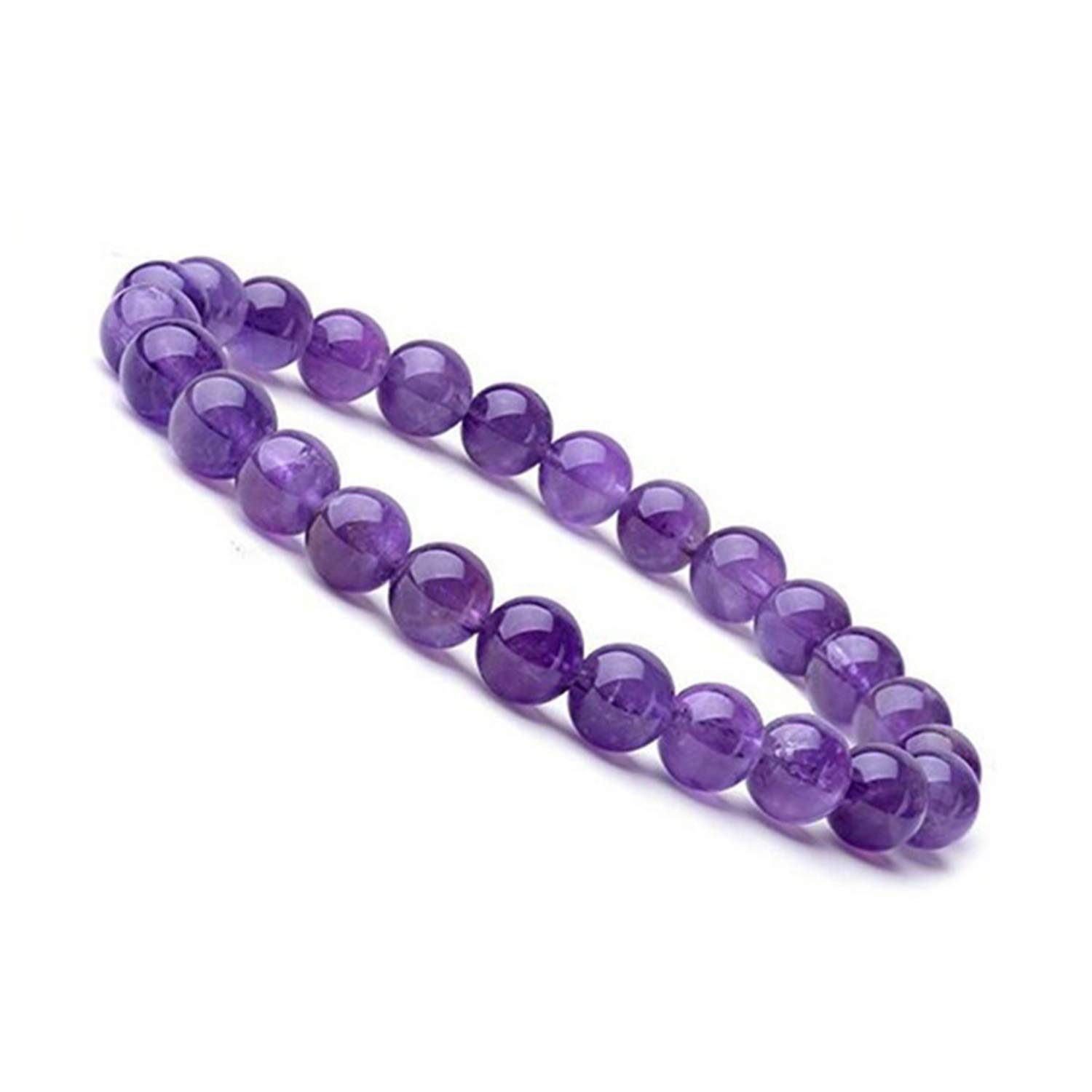 DHYANARSH Certified Natural Amethyst Semi-Precious Stone Bracelet 8mm Beads Unisex
