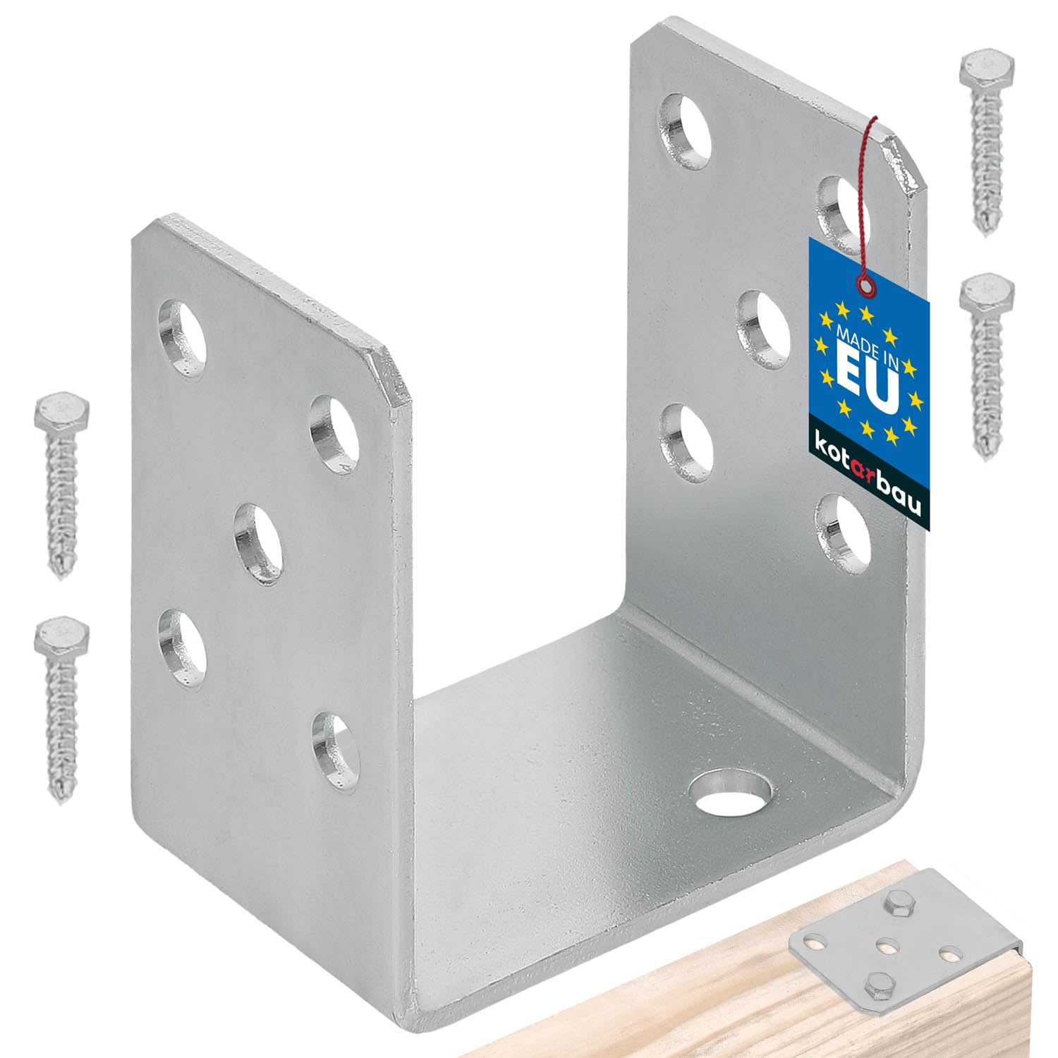 KOTARBAU - U-Shaped Post Base for Screw Attachement - 80 mm - White Colour - Galvanized – The perfect solution for connecting various elements.