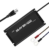 LiTime 48V(58.4V) Lithium Battery Charger, for 51.2V Golf Carts Battery, 0V Smart Charge Function, 10A AC-DC Deep Cycle Battery Charger with Wire Lugs and Cooling Fan