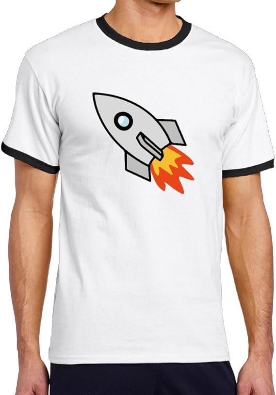Aethertime メンズ 半袖 リンガー Tシャツ ロケット 宇宙柄打ち上げ コスモ全開 ストリートカットソー オリジナルプリント Tシャツ カットソー 通販 Amazon