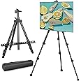 AIKUPNEY Artist Easel Stand - Metal Tripod Easel for Painting Canvas,Adjustable Height from 17-63 inches,Portable Easel with a Bag for Table-top&Floor Drawing,Displaying