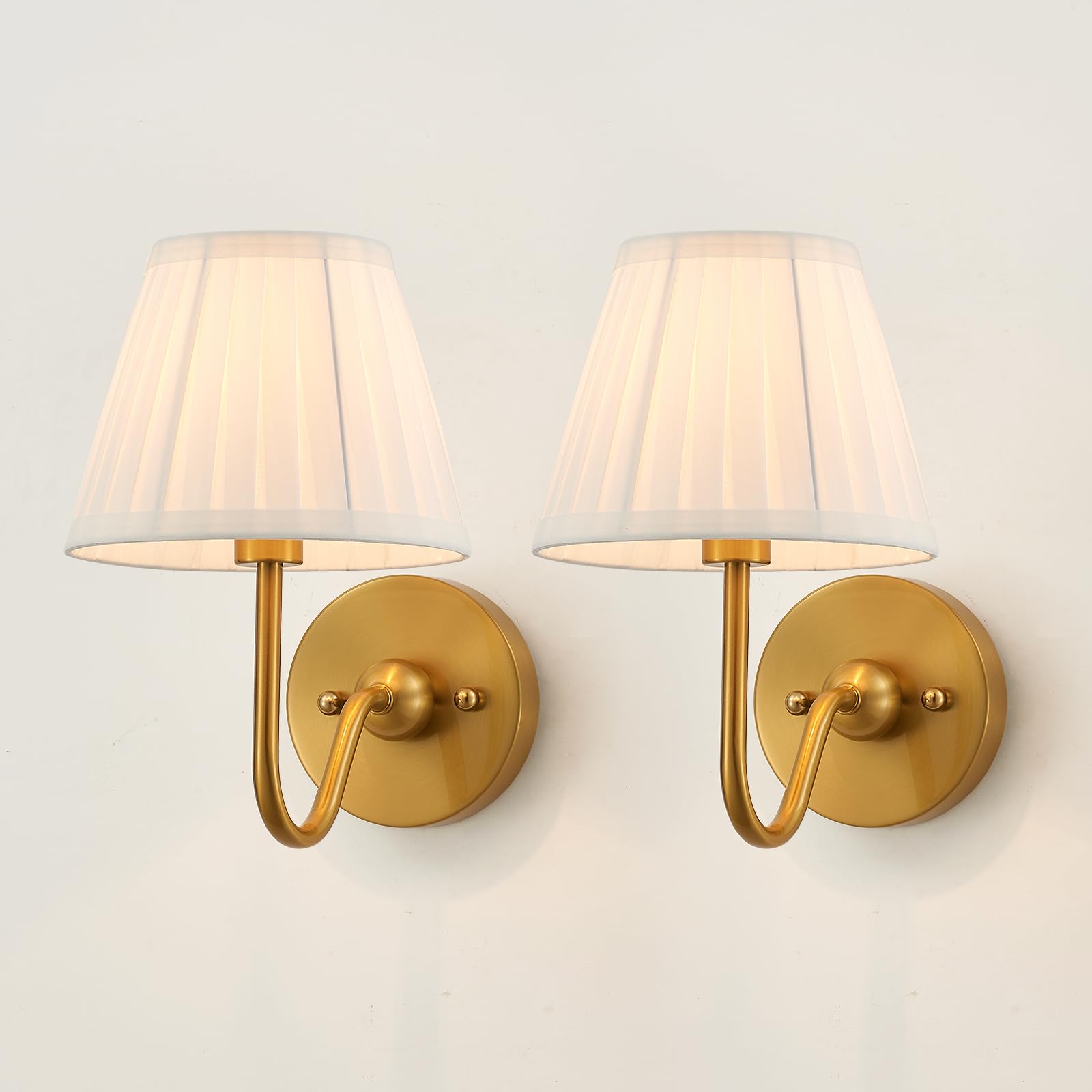 Photo 1 of MhyTogn Set of Two Modern Wall Sconces Brass Frabic Wall Lights Contemporary Classic Wall Lamp for Bedside Hallway Vanity Stairway Fireplace Living Room, UL Listed