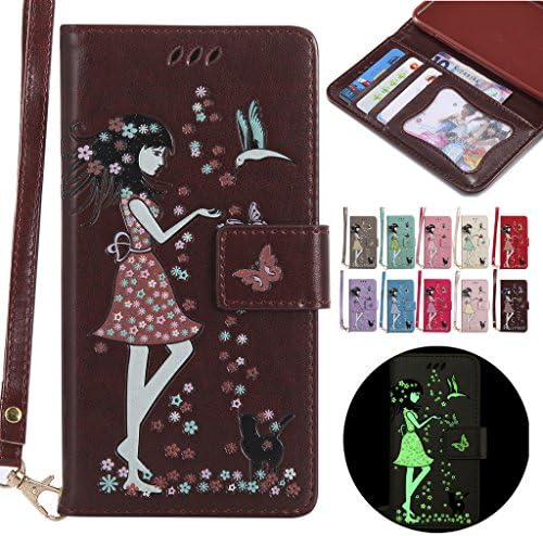 LEMORRY Samsung Galaxy J7 / J700F Case Leather Flip Wallet Pouch Slim Fit Bumper Protection Magnetic Strap Stand Card Slot Soft TPU Cover for Galaxy J7, Luminous Effect (Brown)