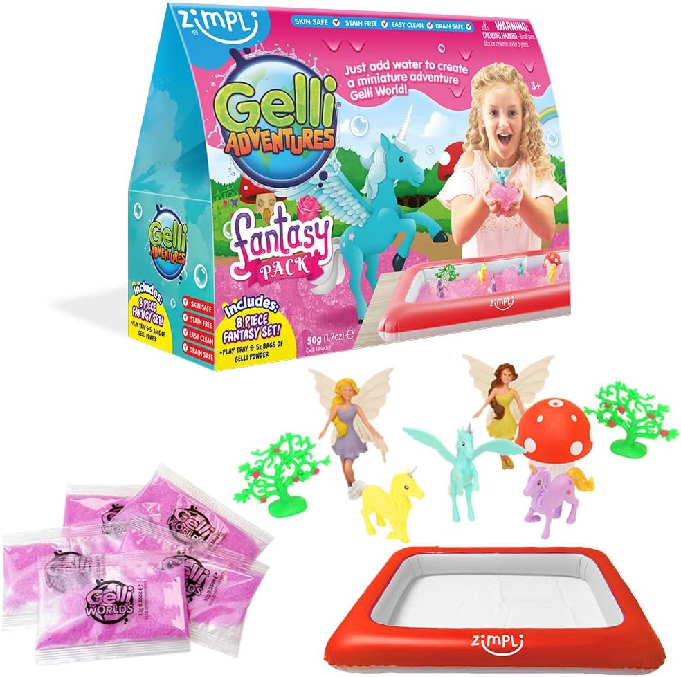 ZIMPLI Gelli Worlds Fantasy Pack 8 Figures 5 Use Inflatable Tray 100% Safe
