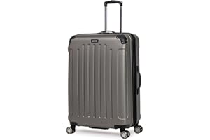 Kenneth Cole REACTION Renegade Luggage Expandable 8-Wheel Spinner Lightweight Hardside Suitcase, Silver, 28-Inch Checked