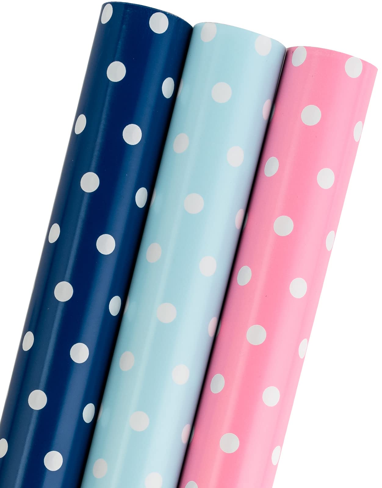 RUSPEPA Wrapping Paper Roll - Mini Roll - 3 Different Polka Dot Design (42.5 sq. ft.ttl.) - 43.2 cm X 3.05 m Per roll
