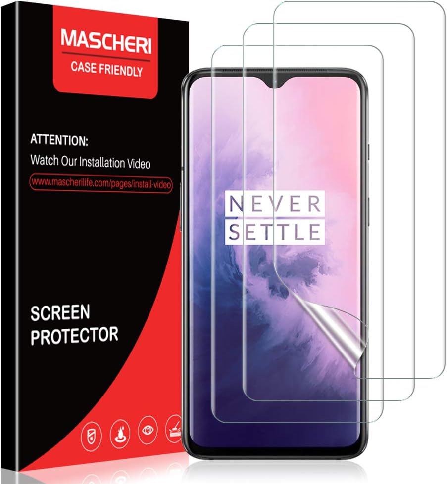 MASCHERI 3 Pack Screen Protector Compatible with Oneplus 7 HD Clear Soft TPU Films Not Glass Easy Installation Screen Protective Compatible with Oneplus 7 Clear Film